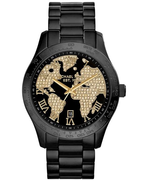 michael kors layton gold bracelet black face watch|Layton Black Ion.